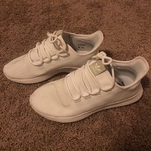 All White Adidas Tubular Shoes